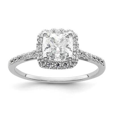 Halo Holds 1.25 Carat 6.00mm Cushion Center 1/4 Carat Diamond Semi-Mount Engagement Ring 14k White …