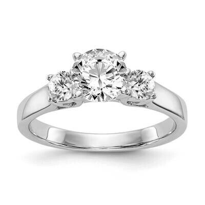 3-Stone Peg Set Center Semi-Mount Diamond Engagement Ring 14k White Gold RM3019E-P/033-WAA, MPN: RM…