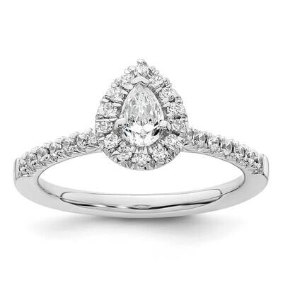 Halo Holds 1/3 Carat 5.6X4.00mm Pear Center 1/4 Carat Diamond Semi-Mount Engagement Ring 14k White …
