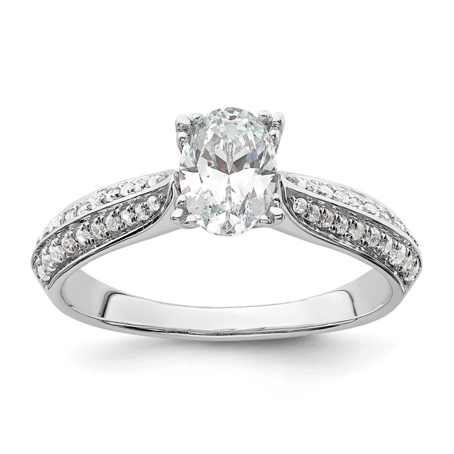 Holds 3/4 Carat 7.1X5.4mm Oval Center 1/5 Carat Diamond Semi-Mount Engagement Ring 14k White Gold R…
