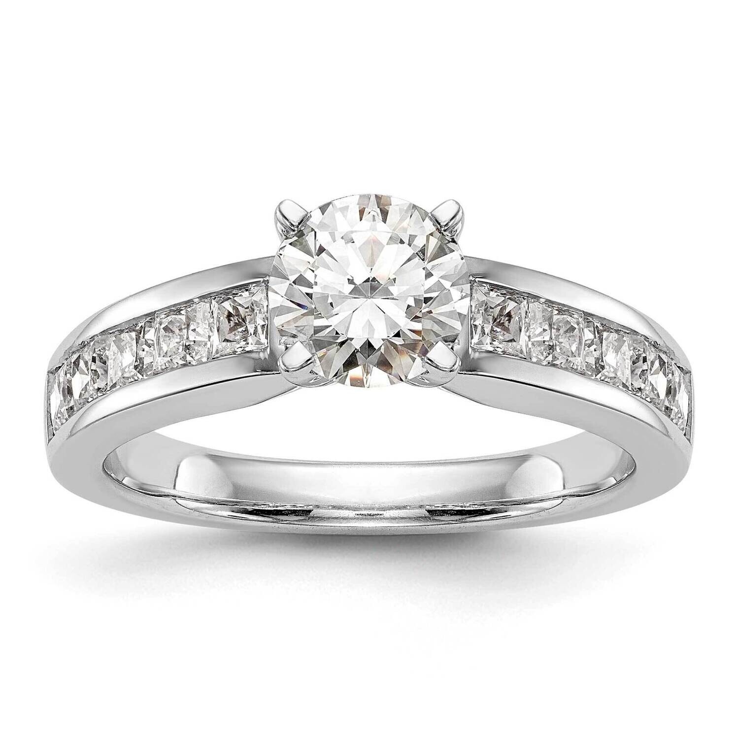 Holds 1 Carat 6.5mm Round Center 1 Carat Channel-Set Princess Diamond Semi-Mount Engagement Ring 14…