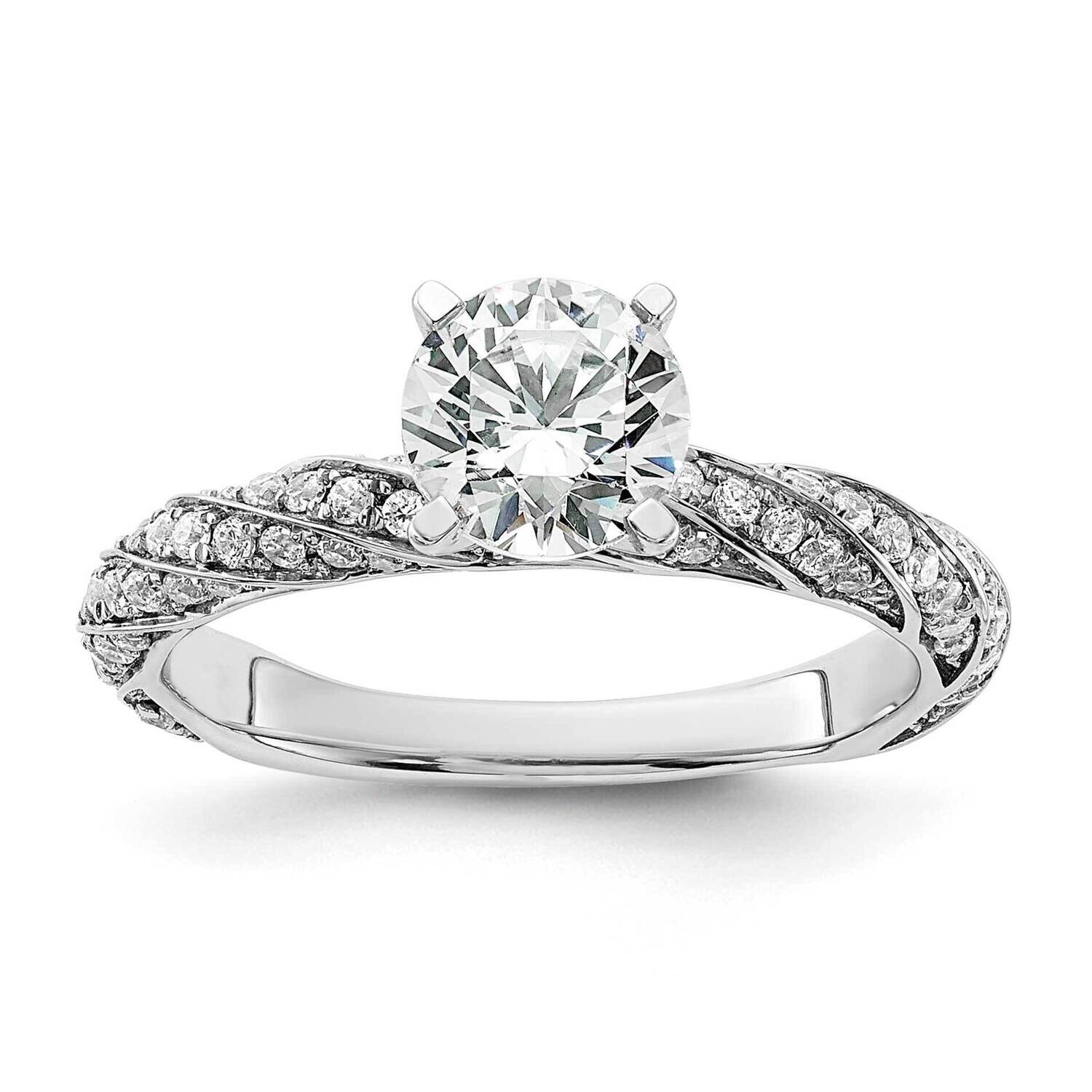 Twist Holds 1 Carat 6.5mm Round Center 3/8 Carat Diamond Semi-Mount Engagement Ring 14k White Gold …