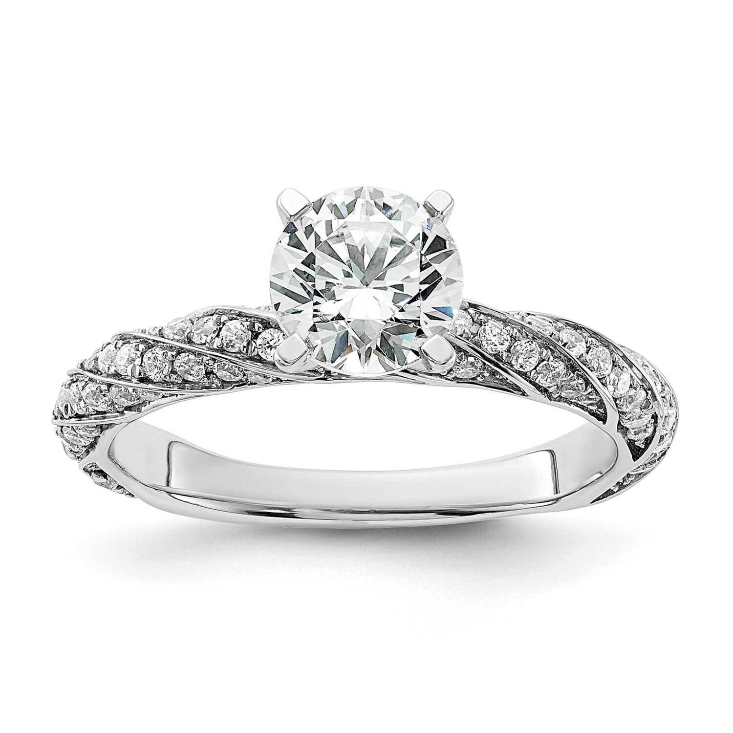 Twist Holds 1 Carat 6.5mm Round Center 3/8 Carat Diamond Semi-Mount Engagement Ring 14k White Gold RM8675E-100-WAA