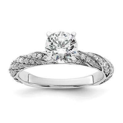 Twist Holds 1 Carat 6.5mm Round Center 3/8 Carat Diamond Semi-Mount Engagement Ring 14k White Gold …