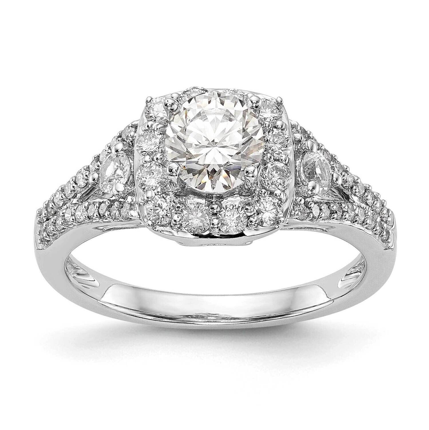 Halo Plus Holds 1/2 Carat 5.2mm Round Center 5/8 Carat Diamond Semi-Mount Engagement Ring 14k White…