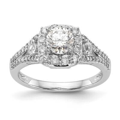 Halo Plus Holds 1/2 Carat 5.2mm Round Center 5/8 Carat Diamond Semi-Mount Engagement Ring 14k White…