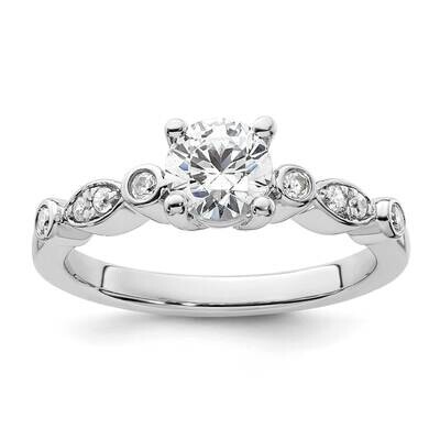Holds 3/4 Carat 5.8mm Round Center 1/8 Carat Diamond Semi-Mount Engagement Ring 14k White Gold RM26…