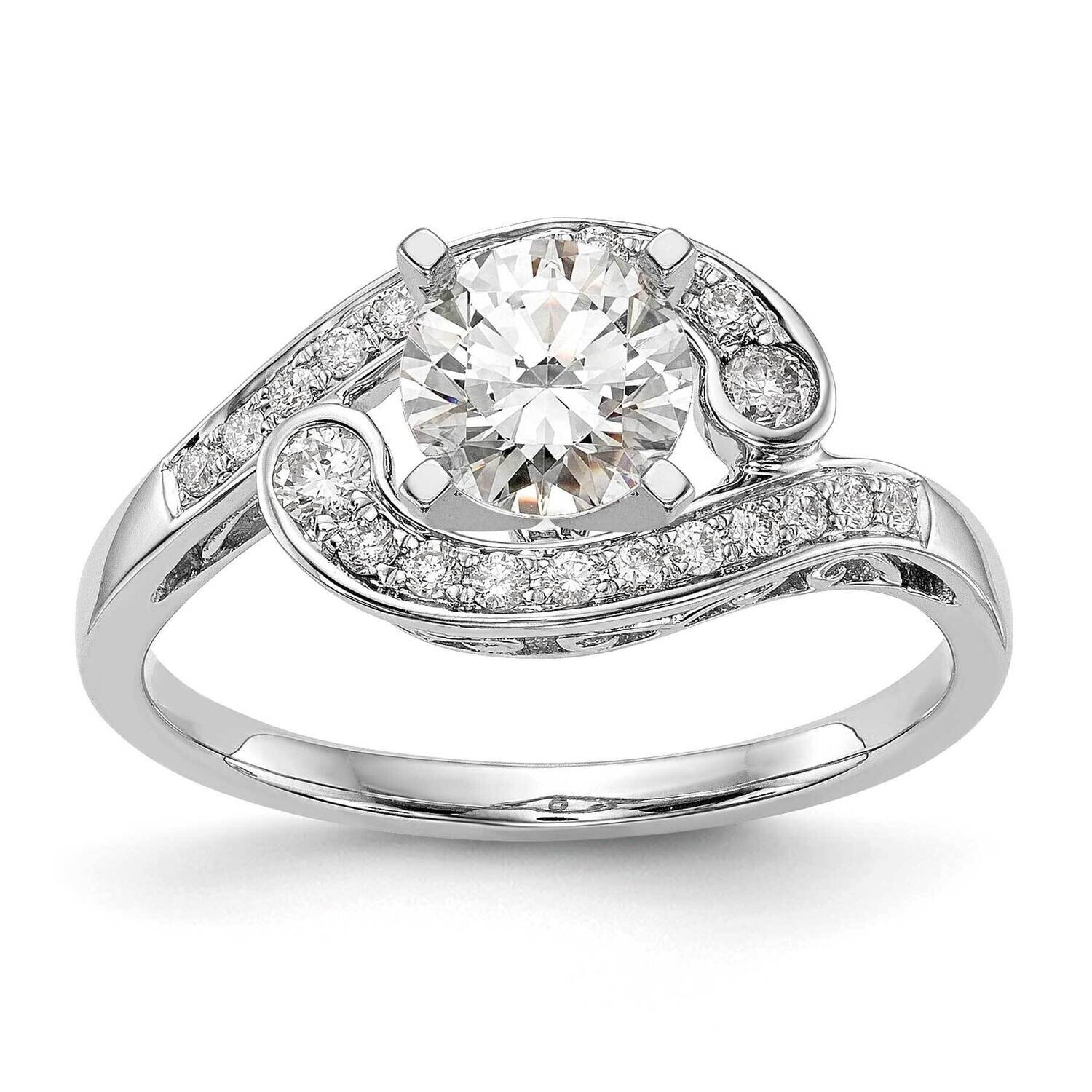 By-Pass Peg Set 1/4 Carat Diamond Semi-Mount Engagement Ring 14k White Gold RM2505E-025-WAA