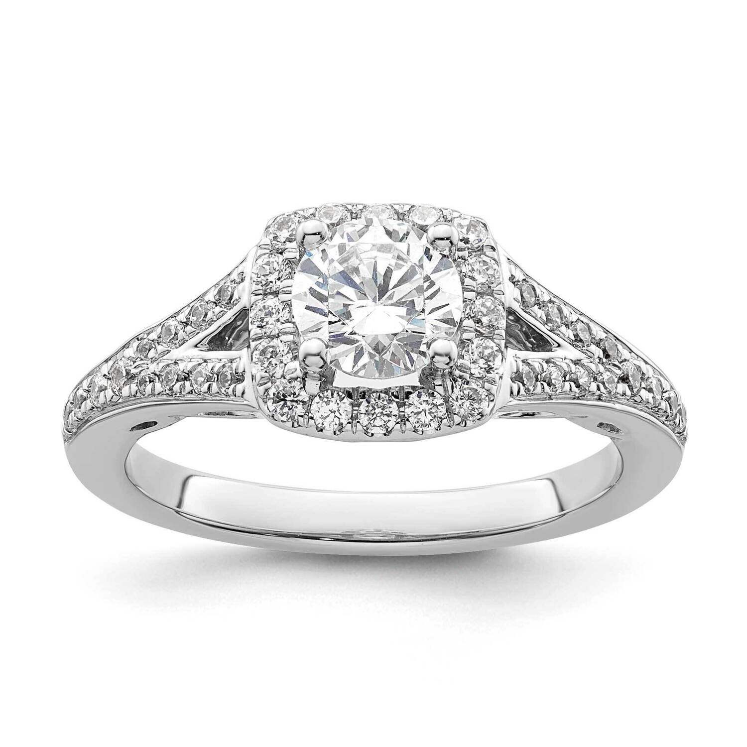 Halo Plus Holds 3/4 Carat 5.8mm Round Center 3/8 Carat Diamond Semi-Mount Engagement Ring 14k White…