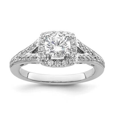 Halo Plus Holds 3/4 Carat 5.8mm Round Center 3/8 Carat Diamond Semi-Mount Engagement Ring 14k White…