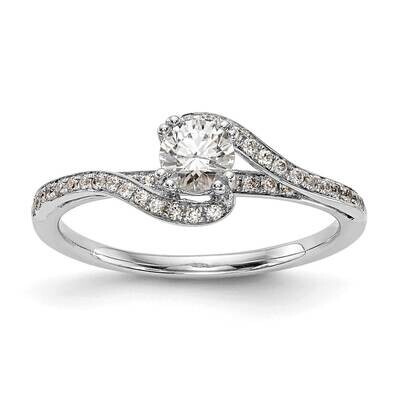 By-Pass Holds 1/3 Carat 4.5mm Round Center 1/6 Carat Diamond Semi-Mount Engagement Ring 14k White G…