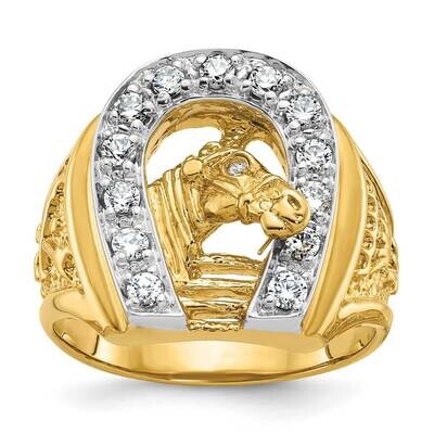 Ibgoodman Men&#39;s Horse Horseshoe Diamond Ring Mounting 14k Two-Tone Gold B05602-4YW by IBGoodman, MP…