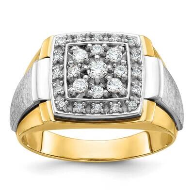 Ibgoodman Men&#39;s Polished Satin 1/2 Carat A Quality Diamond Ring 10k Two-Tone Gold B58458-0YWA by IB…