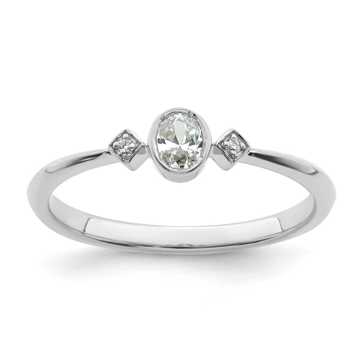 Petite 3-Stone 1/15 Carat Oval Diamond Complete Promise/Engagement Ring 14k White Gold RM7235E-011-…