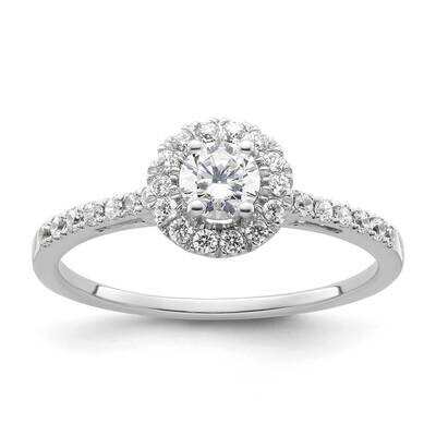 Halo Holds 1/4 Carat 4.1mm Round Center 1/4 Carat Diamond Semi-Mount Engagement Ring 14k White Gold…