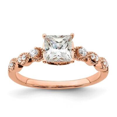 Holds 1 Carat 5.5mm Princess Center 1/8 Carat Diamond Semi-Mount Engagement Ring 14k Rose Gold RM78…