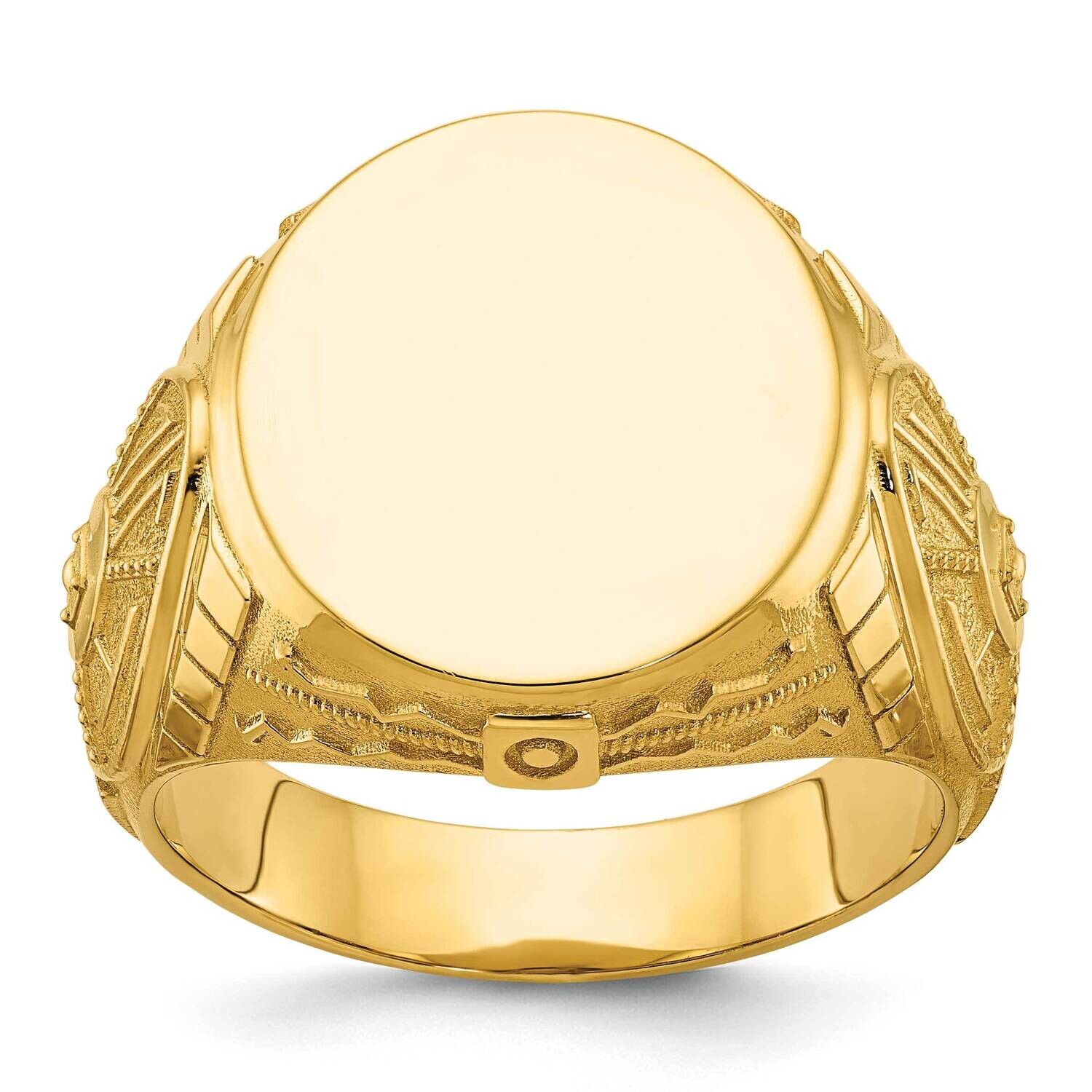 Ibgoodman 18.5X15.75mm Men&#39;s Round Signet Ring 14k Gold B59276-4Y by IBGoodman, MPN: B59276-4Y,