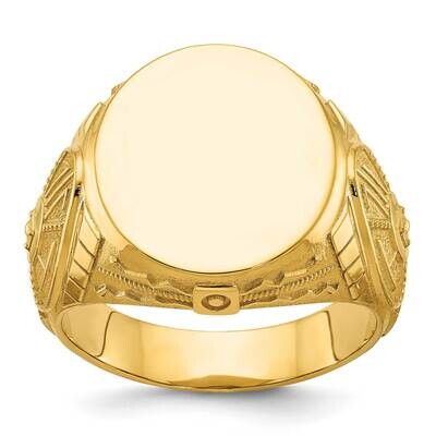 Ibgoodman 18.5X15.75mm Men&#39;s Round Signet Ring 14k Gold B59276-4Y by IBGoodman, MPN: B59276-4Y,