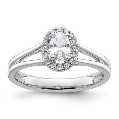Halo Holds 1/2 Carat 6X4mm Oval Center 1/10 Carat Diamond Semi-Mount Split Shank Engagement Ring 14…