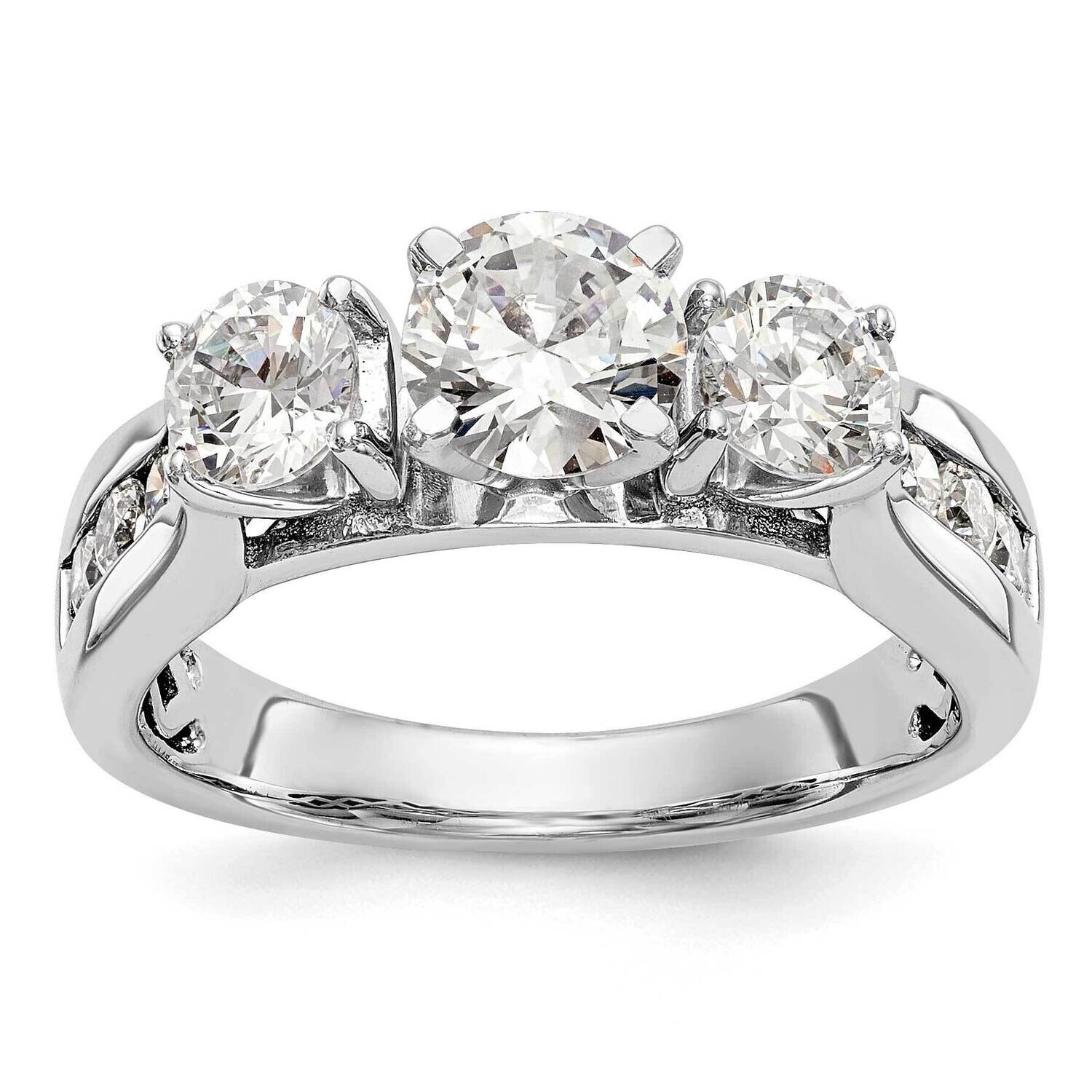 Peg Set 3-Stone Diamond Semi-Mount Engagement Ring 14k White Gold RM2978E-075-WAA, MPN: RM2978E-075…