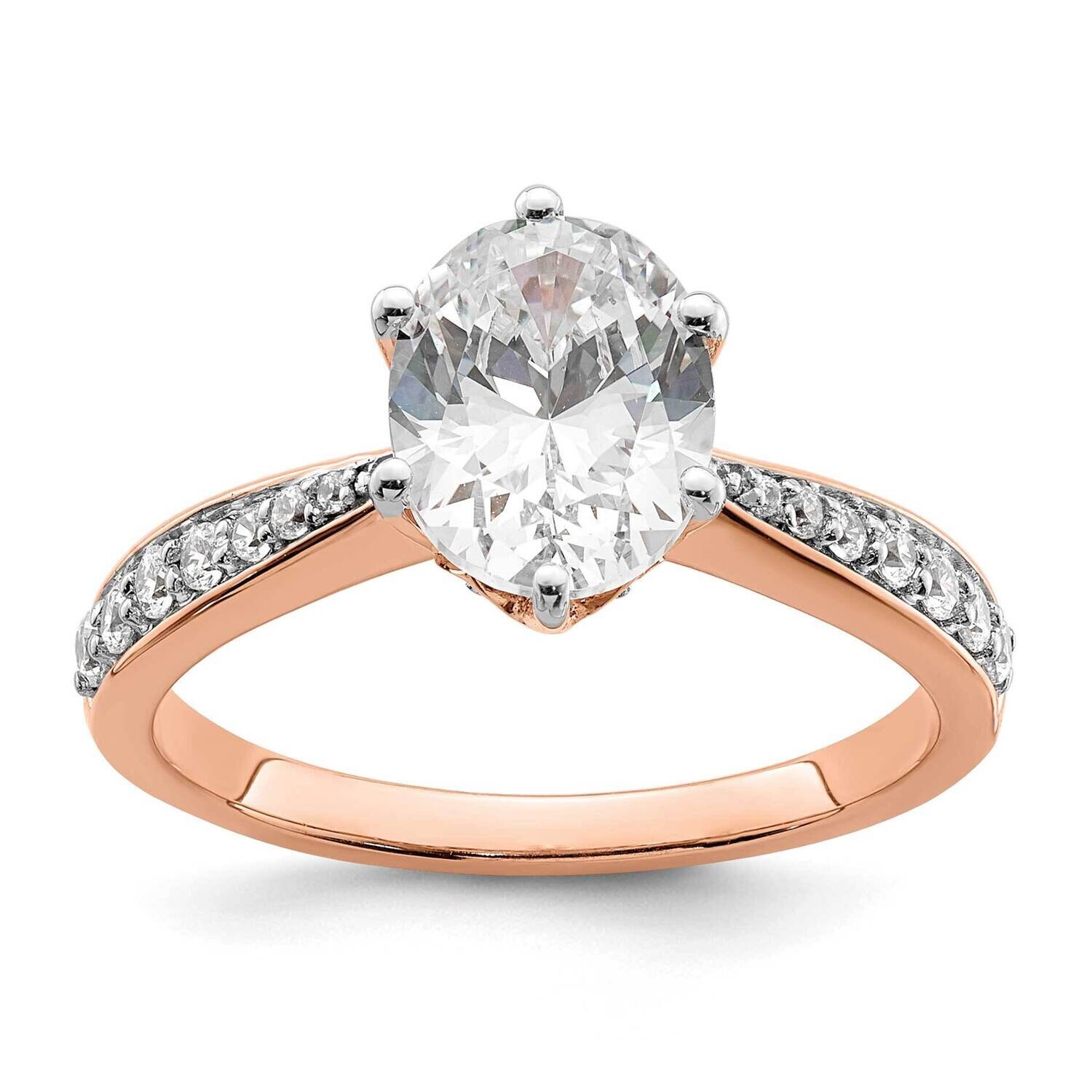 Leaf Design Holds 2 Carat 10X7.5mm Oval Center 1/4 Carat Diamond Semi-Mount Engagement Ring 14k Ros…
