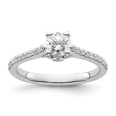 Holds 1/2 Carat 5.2mm Round Center 1/5 Carat Diamond Semi-Mount Engagement Ring 14k White Gold RM25…