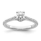 Holds 1/2 Carat 5.2mm Round Center 1/5 Carat Diamond Semi-Mount Engagement Ring 14k White Gold RM25…