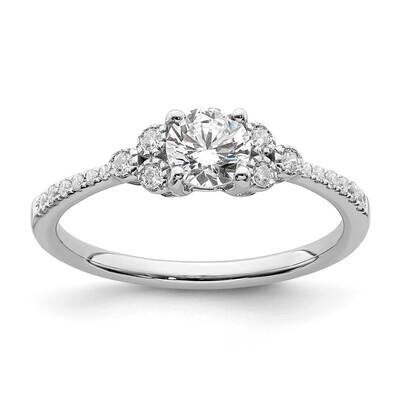 Holds 1/2 Carat 5.2mm Round Center 1/8 Carat Diamond Semi-Mount Engagement Ring 14k White Gold RM78…