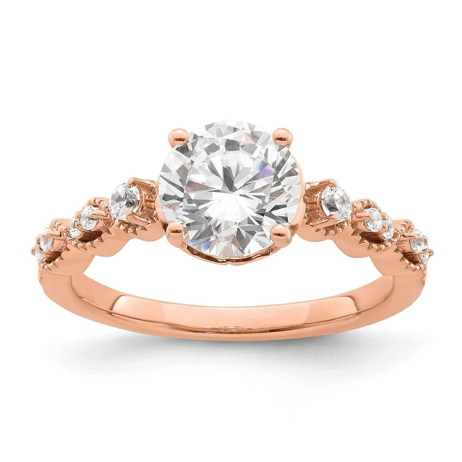 Holds 1.5 Carat 7.5mm Round Center 1/6 Carat Diamond Semi-Mount Engagement Ring 14k Rose Gold RM785…