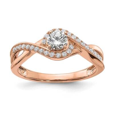Criss-Cross Holds 1/3 Carat 4.5mm Round Center 1/6 Carat Diamond Semi-Mount Engagement Ring 14k Ros…