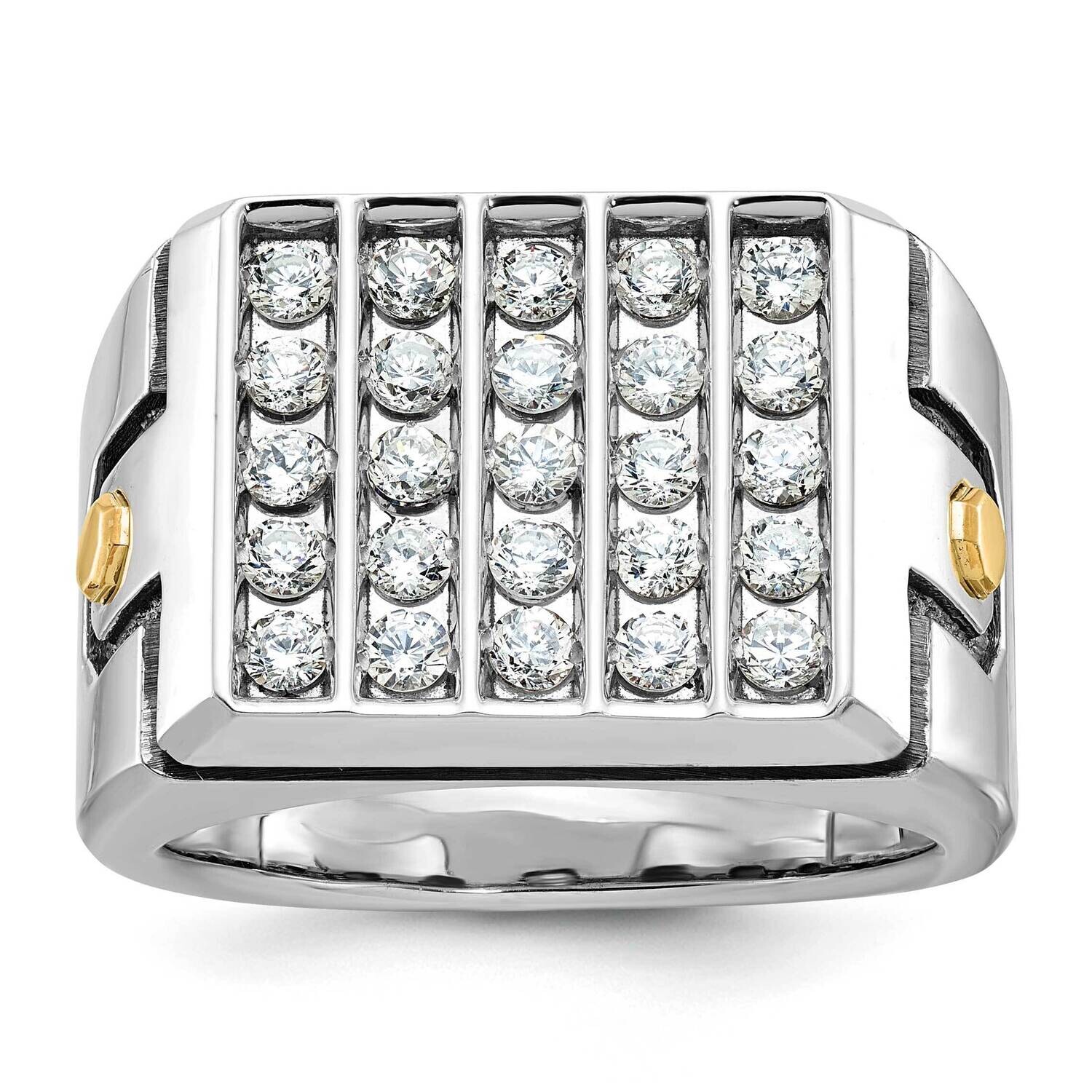 Ibgoodman Men&#39;s Polished Grooved 5-Row Cluster Ring Mounting 14k Two-Tone Gold B59212-4WY by IBGood…