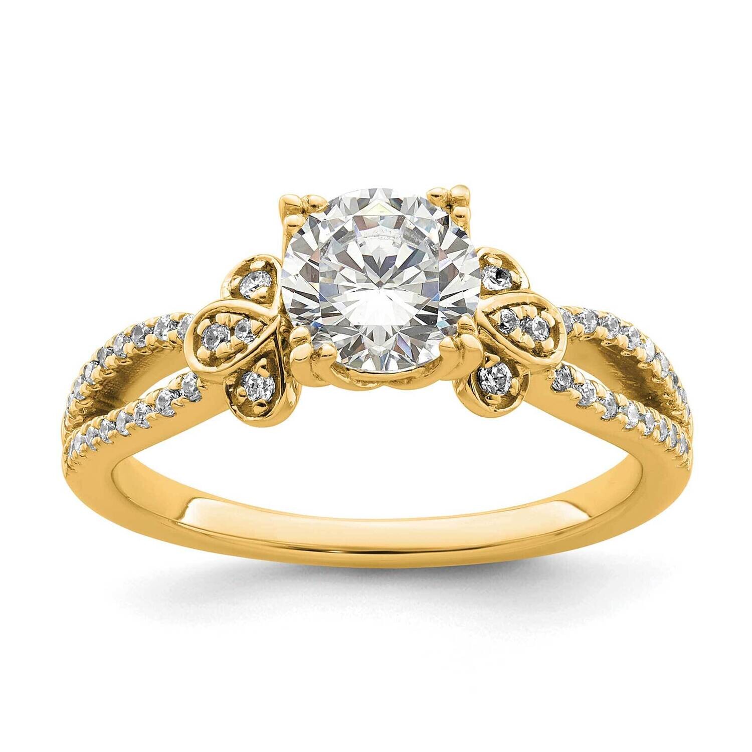 Split Shank Holds 1 Carat 6.5mm Round Center 1/6 Carat Diamond Semi-Mount Engagement Ring 14k Gold …