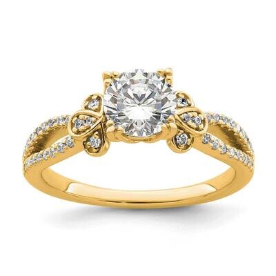 Split Shank Holds 1 Carat 6.5mm Round Center 1/6 Carat Diamond Semi-Mount Engagement Ring 14k Gold …