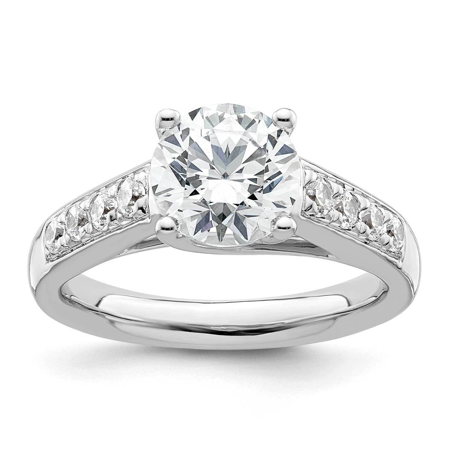 Holds 2 Carat 8.2mm Round Center 1/3 Carat Diamond Semi-Mount Engagement Ring 14k White Gold RM2691…