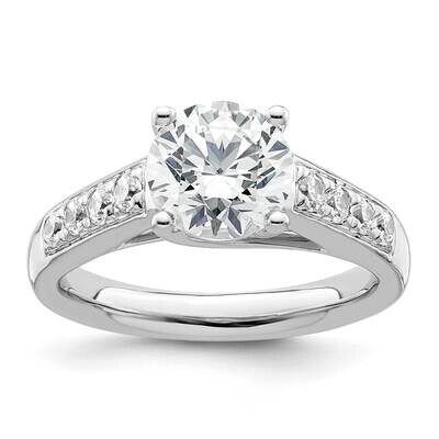 Holds 2 Carat 8.2mm Round Center 1/3 Carat Diamond Semi-Mount Engagement Ring 14k White Gold RM2691…