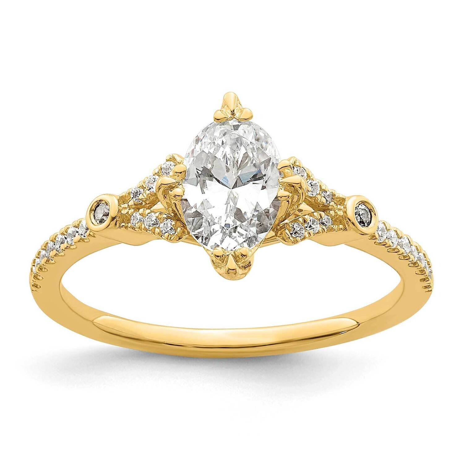 Holds 3/4 Carat 7.1X5.4mm Oval Center 1/8 Carat Diamond Semi-Mount Engagement Ring 14k Gold RM7835E…