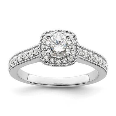 Halo Plus Holds 1/2 Carat 5.2mm Round Center 3/8 Carat Diamond Semi-Mount Engagement Ring 14k White…