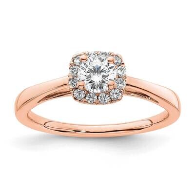Halo Holds 1/4 Carat 4.1mm Round Center 1/8 Carat Diamond Semi-Mount Engagement Ring 14k Rose Gold …