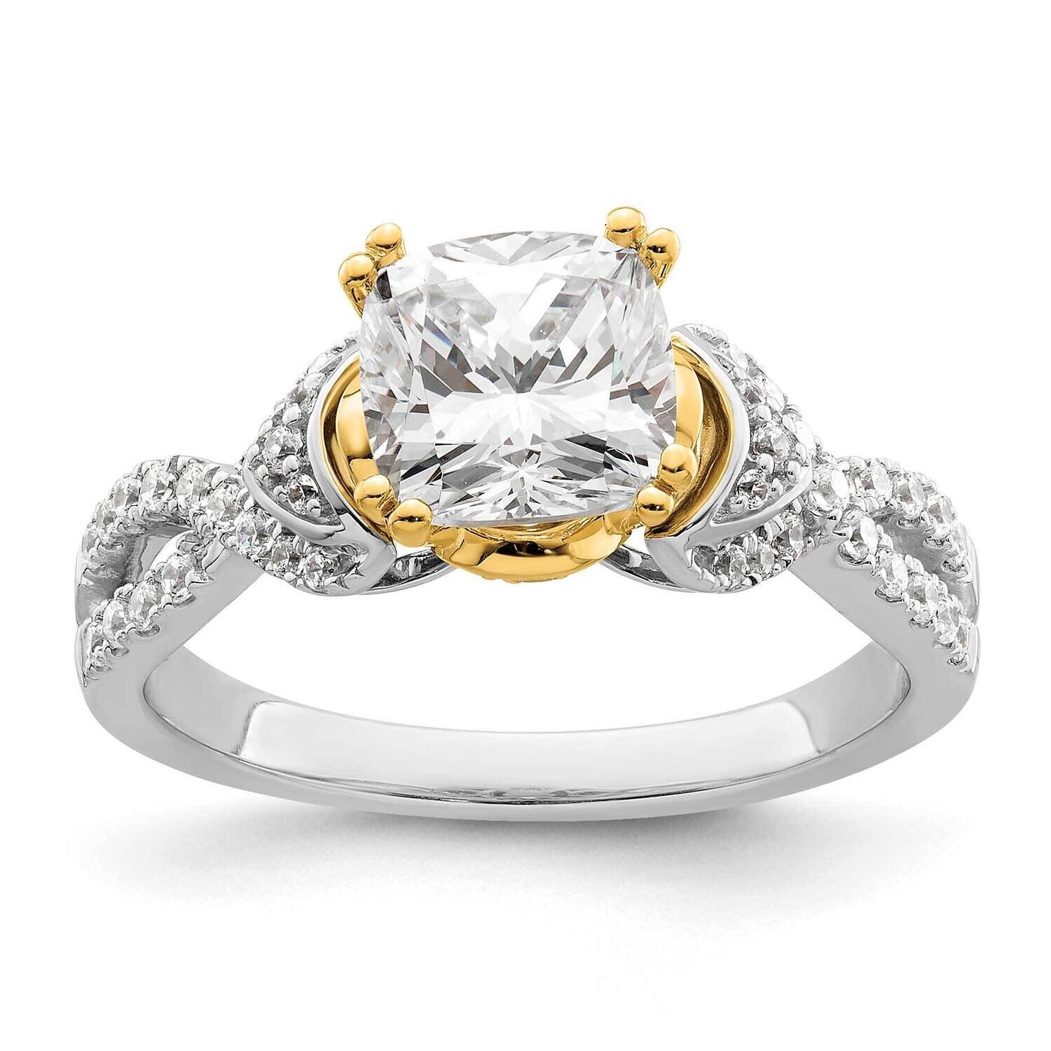 Criss-Cross Holds 1.5 Carat 7.00mm Cushion Center 1/3 Carat Diamond Semi-Mount Engagement Ring 14k …