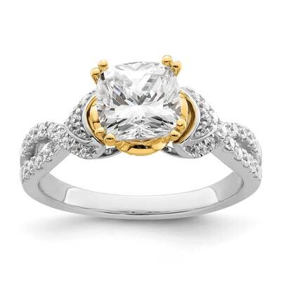 Criss-Cross Holds 1.5 Carat 7.00mm Cushion Center 1/3 Carat Diamond Semi-Mount Engagement Ring 14k …