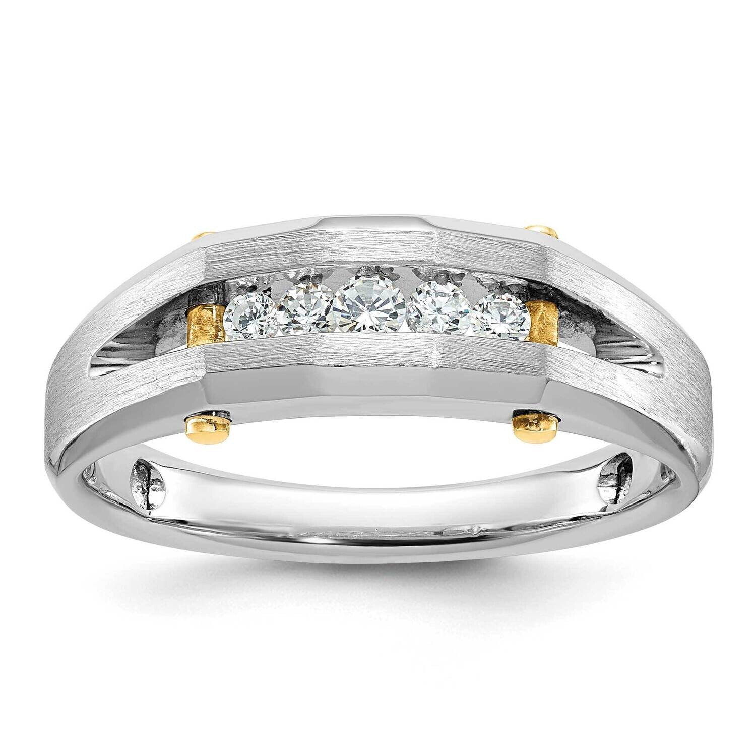 Ibgoodman Men&#39;s Polished Satin Cut-Out 5-Stone Ring Mounting 14k Two-Tone Gold B63594-4WY by IBGood…