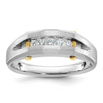 Ibgoodman Men&#39;s Polished Satin Cut-Out 5-Stone Ring Mounting 14k Two-Tone Gold B63594-4WY by IBGood…
