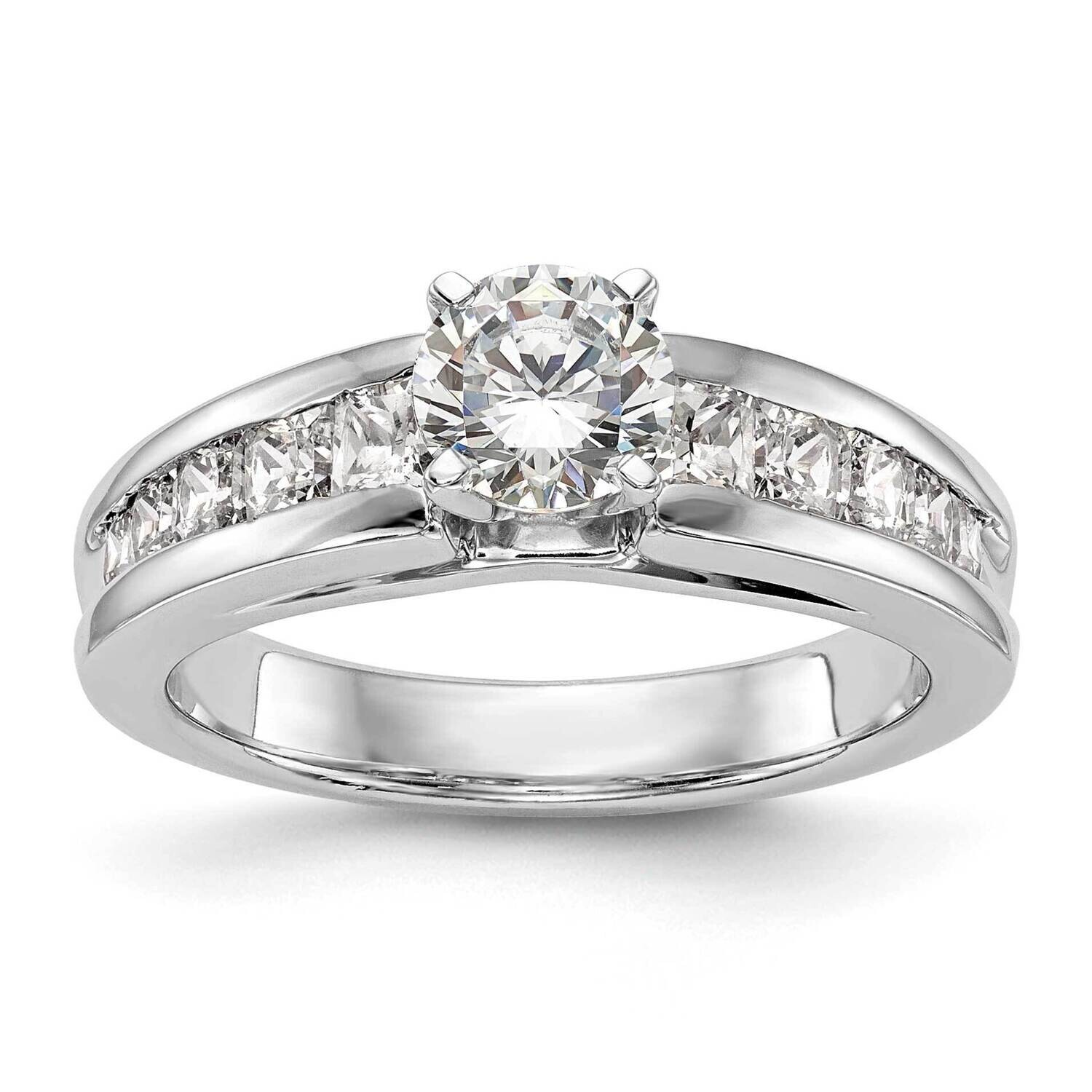 Peg Set 1 Carat Channel-Set Princess Diamond Semi-Mount Engagement Ring 14k White Gold RM2689E-100-WAA