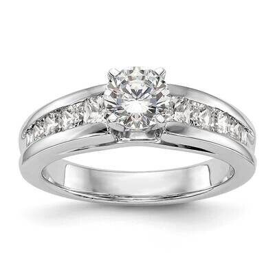 Peg Set 1 Carat Channel-Set Princess Diamond Semi-Mount Engagement Ring 14k White Gold RM2689E-100-…