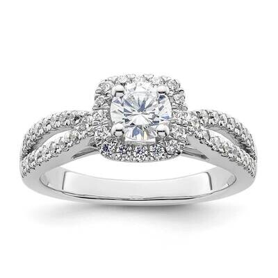 Halo Plus Holds 1/2 Carat 5.2mm Round Center 1/2 Carat Diamond Semi-Mount Engagement Ring 14k White…