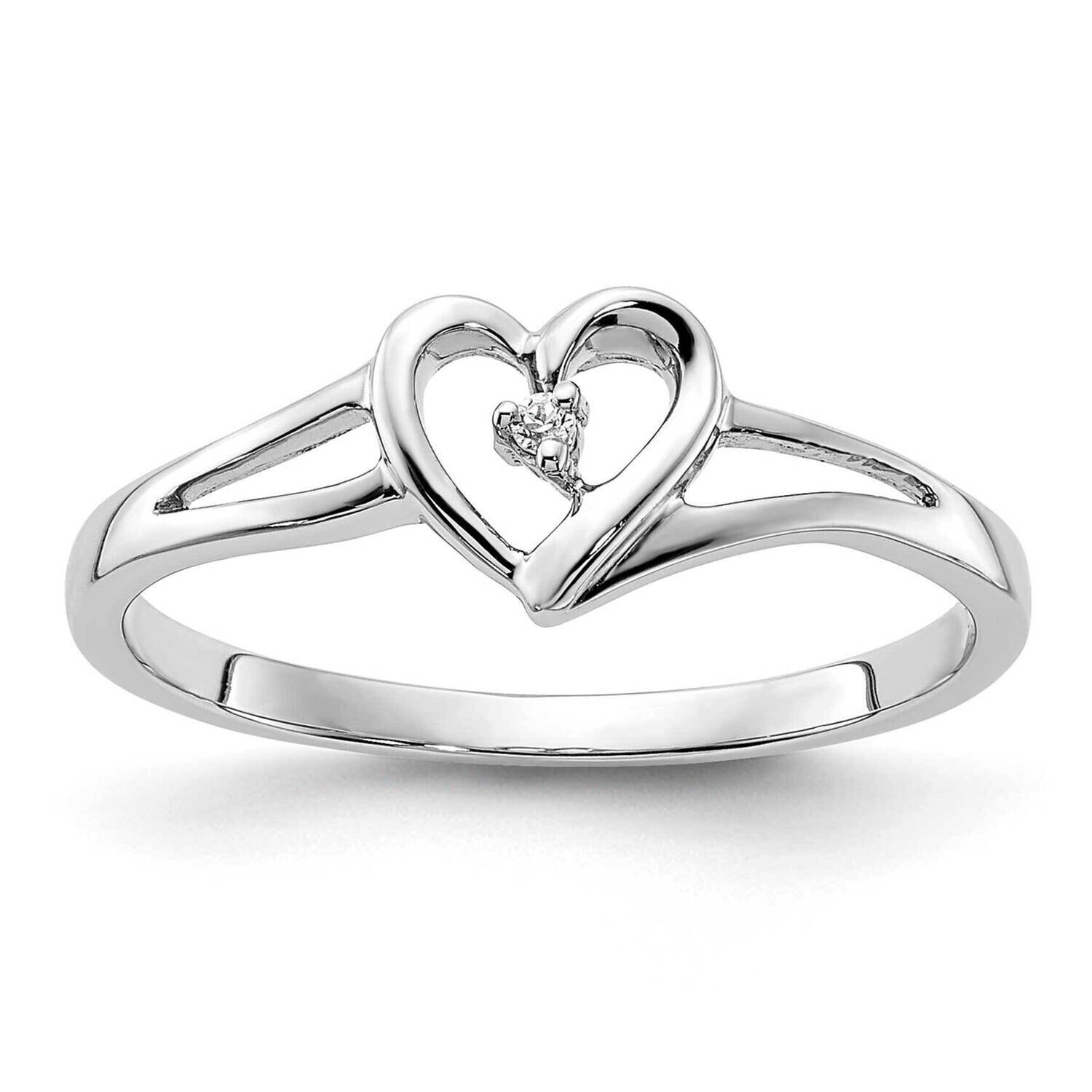 First Promise Heart .01 Carat Round Diamond Complete Promise/Engagement Ring 14k White Gold RM8878E…