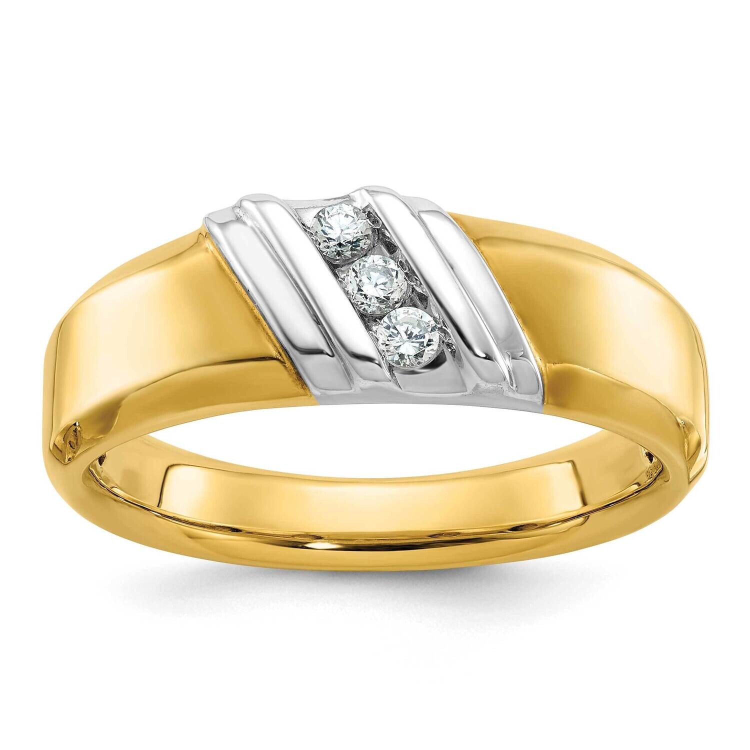 Ibgoodman Men&#39;s Polished 3-Stone Ring Mounting 14k Two-Tone Gold B63239-4YW by IBGoodman, MPN: B632…