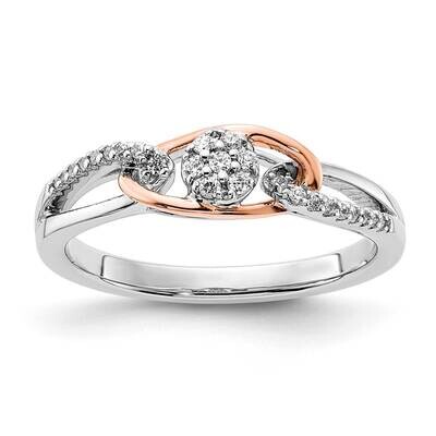 Rose Gold Cluster 1/8 Carat Diamond Complete Engagement Ring 14k White Gold RM7577E-014-CWRAA, MPN:…