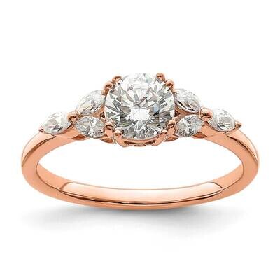 Holds 3/4 Carat 5.8mm Round Center 1/5 Carat Marquise Diamond Semi-Mount Engagement Ring 14k Rose G…