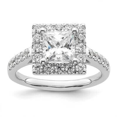 Halo Plus Holds 1.5 Carat 6.3mm Princess Center 3/4 Carat Diamond Semi-Mount Engagement Ring 14k Wh…